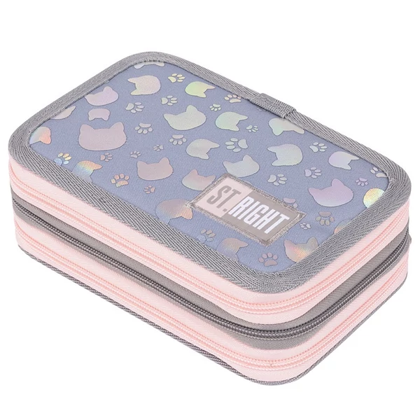 St.Right Silver Cats háromszintes kihajtható tolltartó