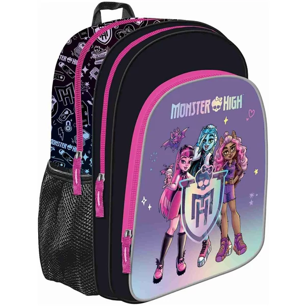 Monster High fekete iskolatáska, hátizsák 38x30x18cm