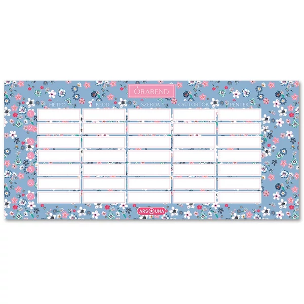 Ars Una: Pearl Blossom Blue virágos kétoldalas órarend
