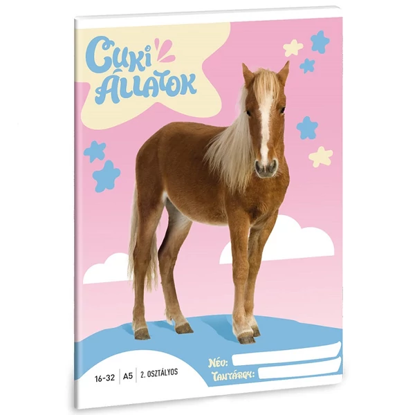 Ars Una: Cuki állatok - Palomino Póni 2.osztályos vonalas füzet A/5