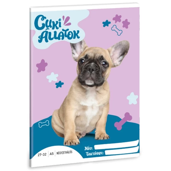 Ars Una: Cuki Állatok - Francia Bulldog kockás füzet A/5 27-32