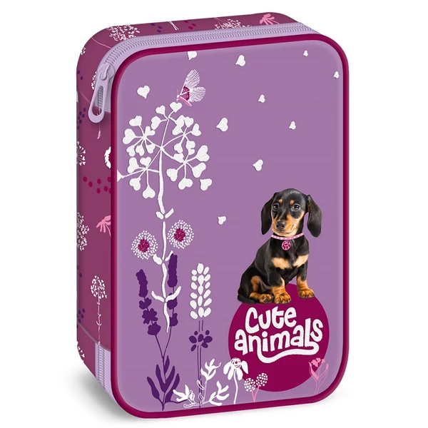 Ars Una: Cute Animals - Puppy tacskó mintás többszintes tolltartó 15,5x22,5x4,5cm
