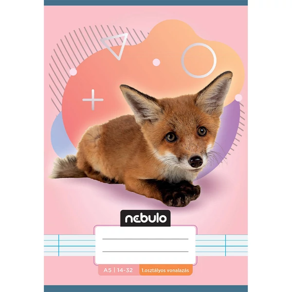 Nebulo: Tûzött 1. osztályos vonalas füzet A5-ös 14-32 Állatos - Rókás