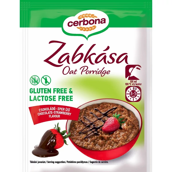 Cerbona glutén- és laktózmentes zabkása csokoládé-eper ízben 50g
