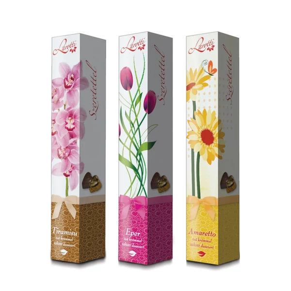 Larotti eper, amaretto, tiramisu ízű csokoládé desszert 65g