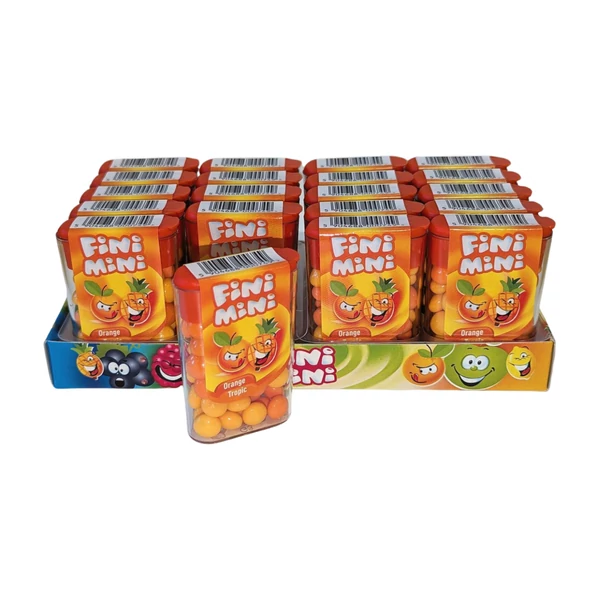 Fini Mini narancs-trópusi gyümölcs ízű cukorka drazsé 16g