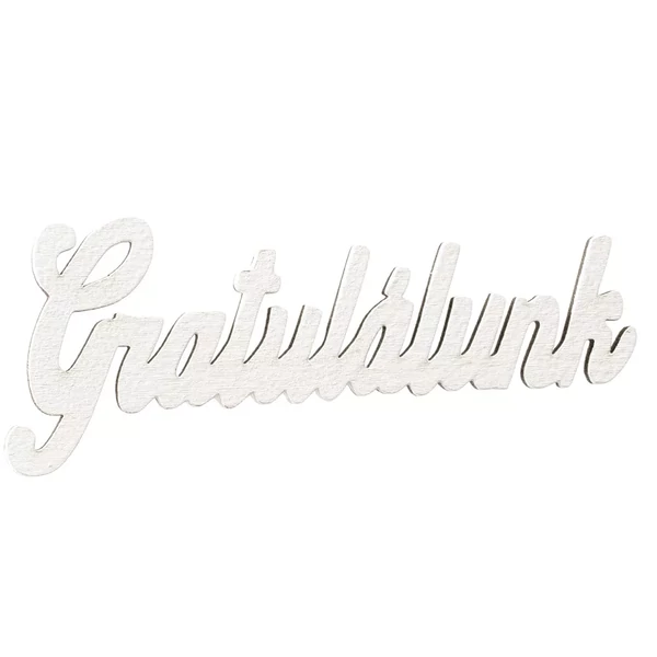 Ballagási felirat: gratulálunk fehér színben 10x4cm 5db-os kiszerelésben MT9-170