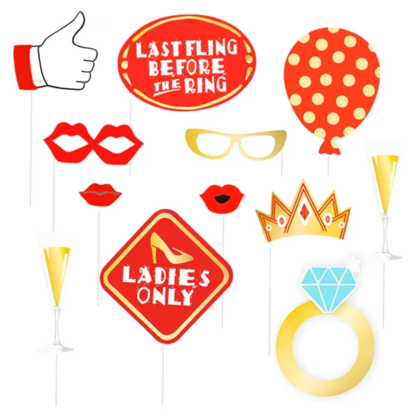 Kiegészítők lánybúcsúra fotózáshoz 12db-os kiszerelésben