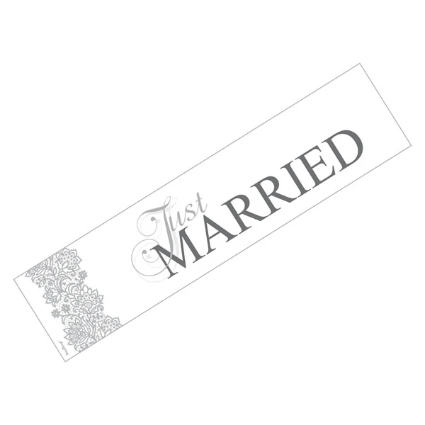 Esküvői rendszámtábla "Just Merried" felirattal