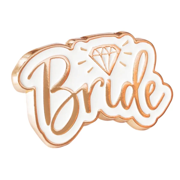 Bride party kitűző rosegold színben 