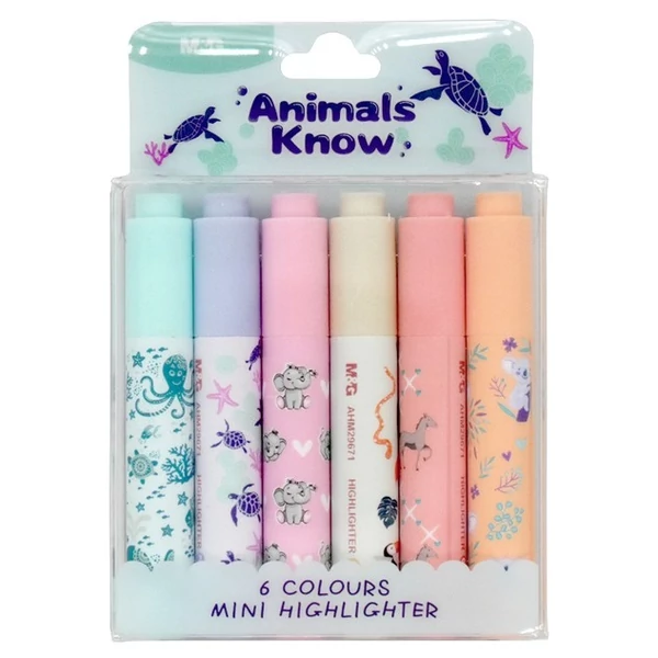 M&G animals know mini szövegkiemelő 6db-os kiszerelésben AHM29671