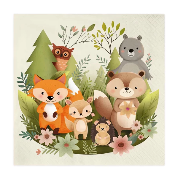 Party szalvéta az erdő állatai 33x33cm 10db