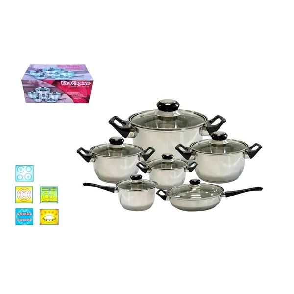 Inox Lábas szett 12 részes