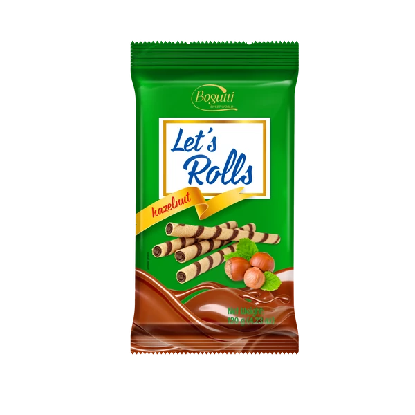 Bogutti Lets Rolls mogyoró ízű krémmel töltött ostyarúd 120g