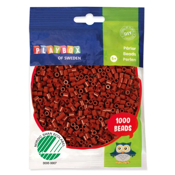 PlayBox: 5mm-es MIDI vasalható gyöngy 1000db-os barnás piros színben