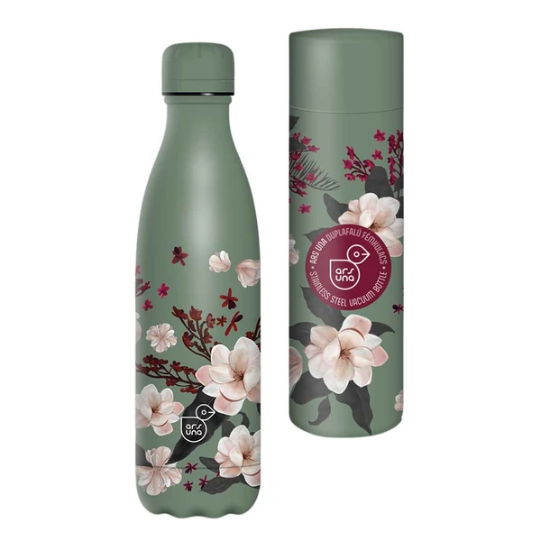 Ars Una: Flowery Pink duplafalú fém kulacs díszdobozban 500ml