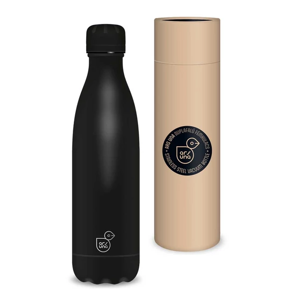 Ars Una: Noir fekete duplafalú fém kulacs díszdobozban 500ml