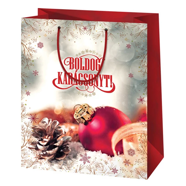 Cardex: "Boldog Karácsonyt! feliratú ünnepi közepes méretű ajándéktáska 17x10x23cm