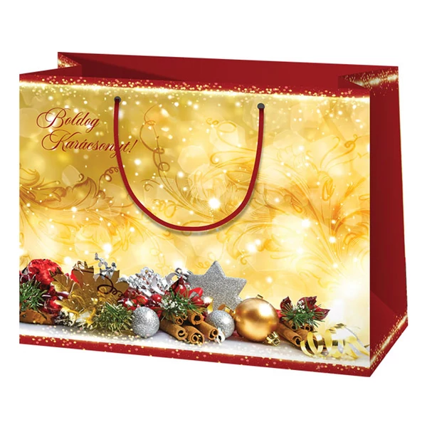 Cardex: "Boldog Karácsonyt!" arany színű nagy ajándéktáska 26x13x33cm