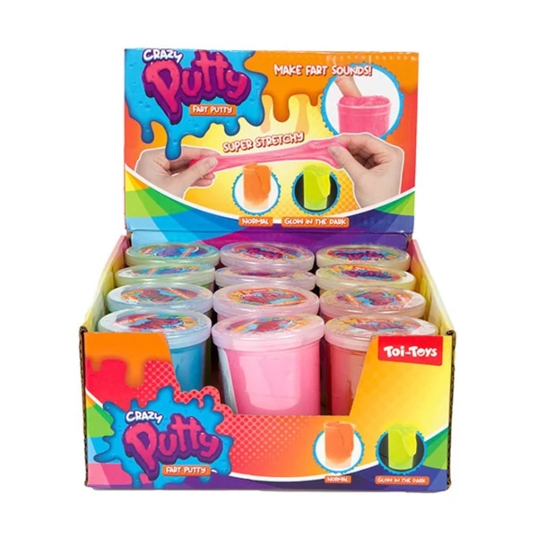 Fluoreszkáló puki hangot adó slime trutyi több változatban 1db