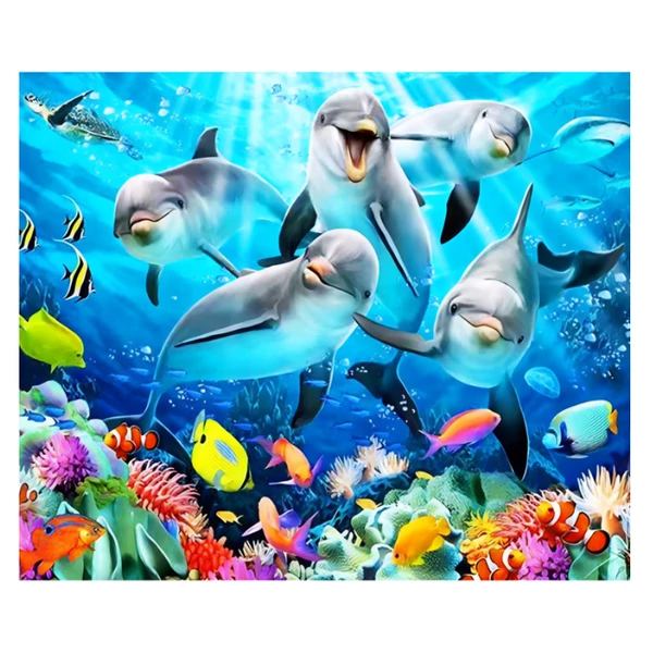 Gyémántszemes kirakó: Delfinek gyémántfestő szett 40x50cm