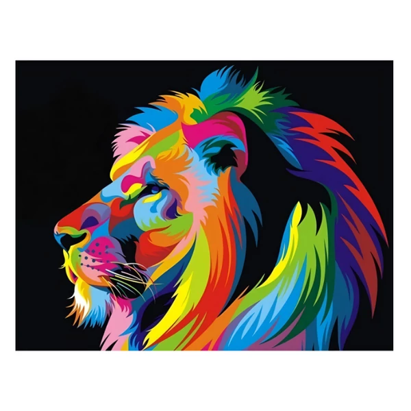 Gyémántszemes kirakó: Színes oroszlán gyémántfestő szett 40x50cm