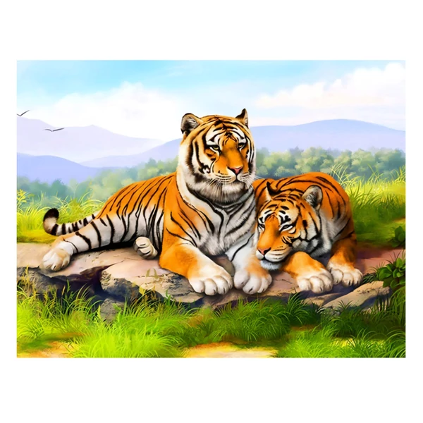 Gyémántszemes kirakó: Tigrisek gyémántfestő szett 40x50cm