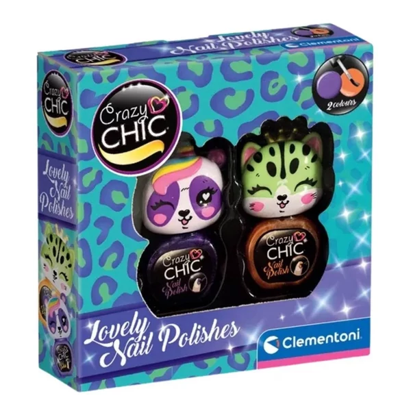 Crazy Chic: Lovely Nail körömlakk állatfigurás ecsetfejjel 2db-os szett - Clementoni