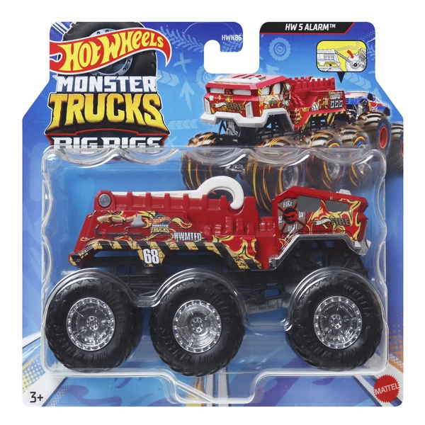 Hot Wheels Monster Trucks: Big Rigs HW 5 Alarm hatkerekű járgány 1:64 - Mattel