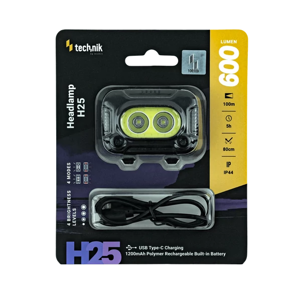 Technik akkumulátoros fejlámpa LED+USB type C H25
