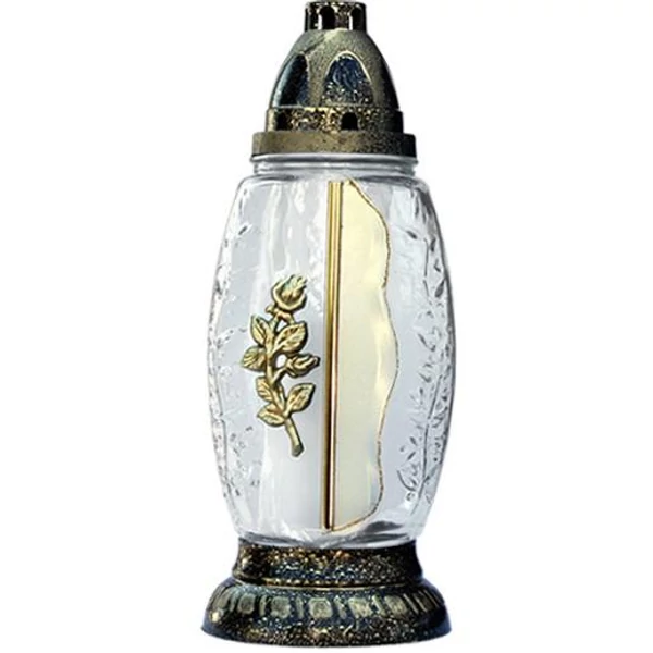 Kegyeleti mécses rózsás 28cm arany RZ-37