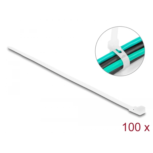 Delock Újrahasználható kábelkötegelő H 200 x Sz 4,8 mm 100 db. Fehér - 18642