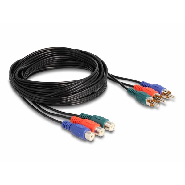 Delock RCA RGB bővítő kábel 3 db. apa - 3 db. anya, 3 m - 85370