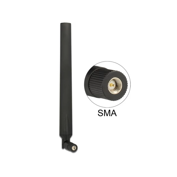 Delock LTE Antenna SMA 0 ~ 4 dBi mindenirányú Forgatható rugalmas csatlakozóval fekete - 88976