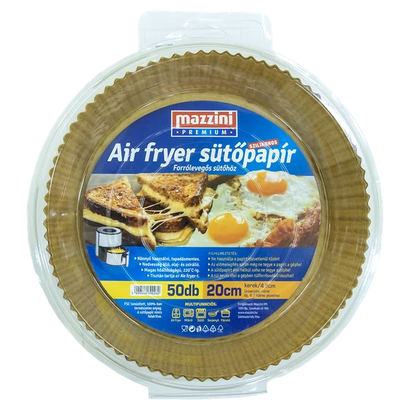 Mazzini premium kerek sütőpapír airfryer-be 20cm 50db-os kiszerelésben