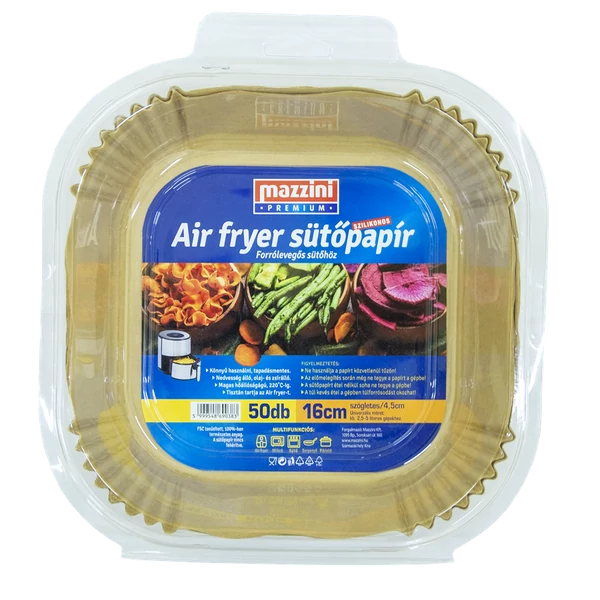 Mazzini premium szögletes sütőpapír airfryer-be 16cm 50db-os kiszerelésben