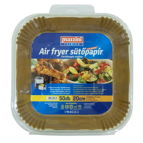 Mazzini premium szögletes sütőpapír airfryer-be 20cm 50db-os kiszerelésben