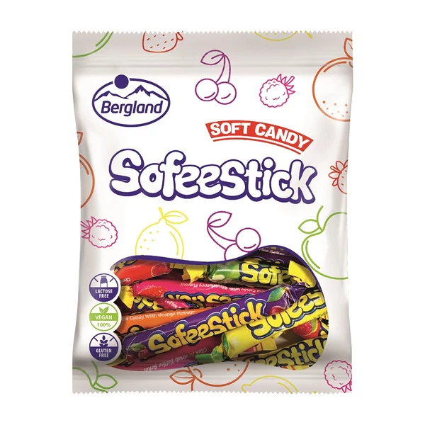 Bergland sofeestick puhakaramella gyümölcs és kóla ízben 80g