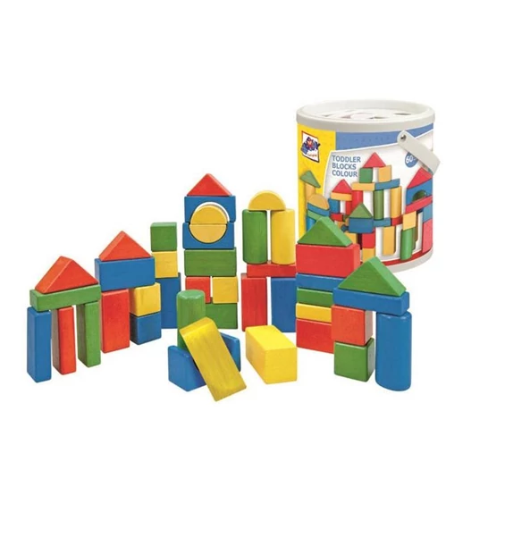 Fa építőkocka 50db-os készlet formaválogató dobozzal - Woodyland