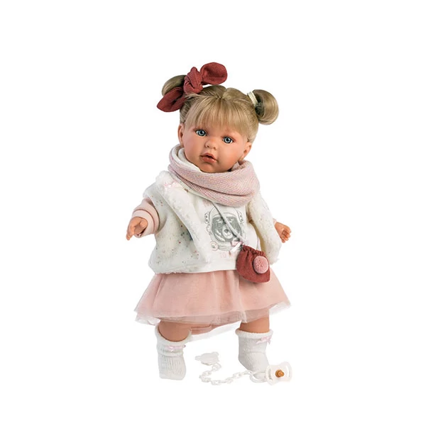 Llorens: Julia síró baba mellényben 42cm-es (42402)