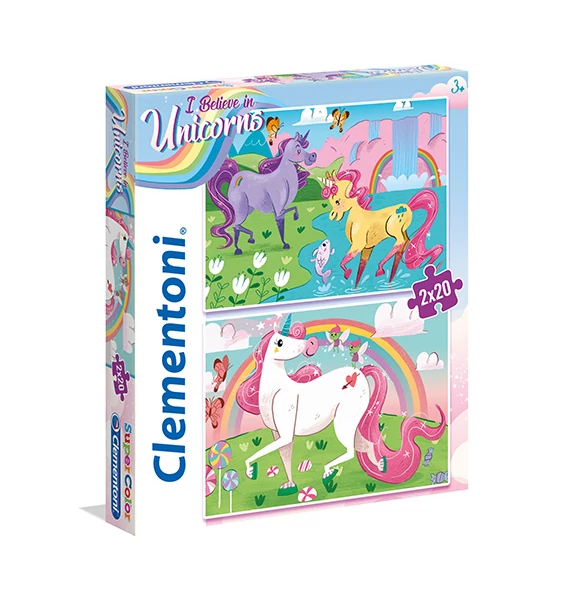 Hiszek az unikornisokban Supercolor 2 az 1-ben puzzle 2x20db-os - Clementoni
