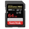Sandisk sdxc extreme pro kártya 64gb, 300mb/s, uhs-ii, cl10 10, u3, v90 (121505)