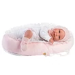 Kép 3/6 - Llorens: Mimi 42cm-es síró kislány baba pink ruhában bölcsővel (74088)