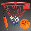 Fém kosárlabda gyűrű szett színes hálóval, labdával és pumpával 26cm-es