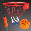 Fém kosárlabda gyűrű szett színes hálóval, labdával és pumpával 24cm-es