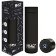 Kép 1/2 - Must: Smart Thermos rozsdamentes-acél kulacs LED hőmérséklet kijelzővel, gumi bevonattal fekete színben 500ml