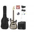 Kép 1/11 - max Gigkit 4/4 Elektromos gitár szett (20W erősítő| táska| hangoló| pengetők) - Quilted Style Fekete