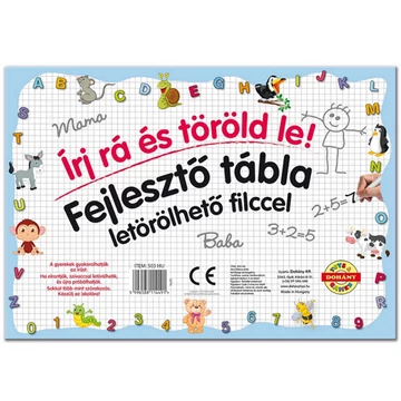 Készségfejlesztő rajztábla letörölhető filccel: Formák - D-Toys