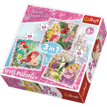 Disney Hercegnők és a kis kedvenceik 3 az 1-ben puzzle - Trefl