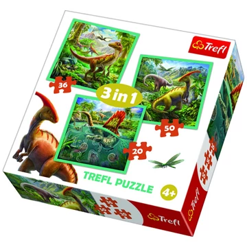 3 az 1-ben dinoszauruszos puzzle szett - Trefl